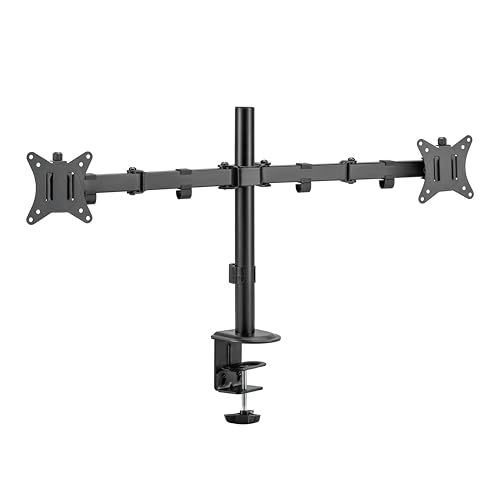 Support de moniteur VESA 75 100 double écran noir pour poste informatique