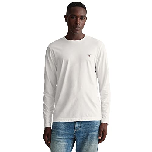 GANT Herren LS T-Shirt ORIGINAL Langarmshirt, White, L