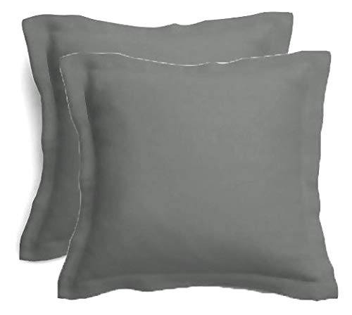 Gyulin Pack of 2 100% Cotton 300 Thread Count European Square Pillow Shams Envelope Style Pillow Cover Pillowcase Pillow Protector Cushion Cover Non Zippered Only Cover No Insert 65x65CM Dark Grey