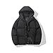 Damen Winterjacke, Winterjacke Damen Herren Winter Daunenjacke Dicke Warm Puffer Jacke mit Kapuze Knöpfe und Reißverschluss Frauen Loose Steppjacke Outdoor Schwarz M