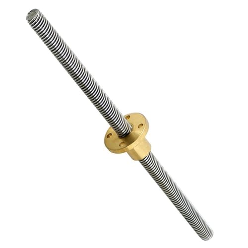Threaded Backlash T10 Fully Thread Screw Rod Trapezoidal Rod 2mm Pitch 2mm 4mm 8mm 10mm 16mm Lead T10 Lead Screw Rod with Brass Nut Screw trapezoidal (Color : 2mm Pitch 16mm Lead, Size : 200mm)