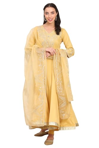 Ensemble Anarkali Kurta jaune moutarde pour illuminer vos soirées et mariages d'été