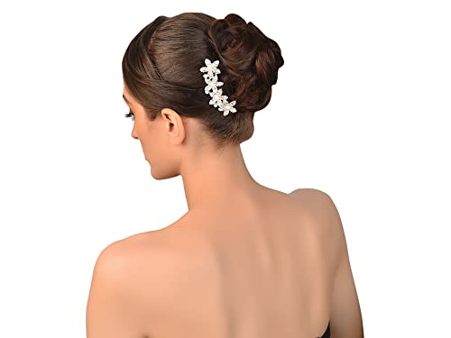 Image of Vogue Hair Accessories Golden And White Pearl Comb Hair Clip For Women