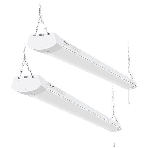 hykolity Pir Sensor 4FT 120W LED Shop Light, 12000lm(370w Equivalent), 5000K Daylight, Motion Activated, Hanging or FlushMount, with Power Cord, for Garages, Workshops, ETL, 2 Pack