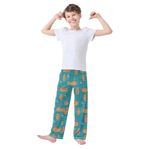 ZZXXB Submarine Diving Boys Long Pants Soft Trousers Elastic Waist Kids Lounge Bottoms with Pockets S-XL2