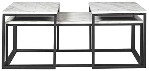 Signature Design By Ashley Donnesta Contemporary 3-Piece Table Set, Includes Coffee Table And 2 End Tables , Black & White #TOP3