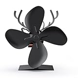 Ventilador de estufa de 4 aspas para chimeneas de leña, ventilador silencioso alimentado por calor con flujo de aire de 400 pies/min, funciona de 50 °C a 350 °C, compatible