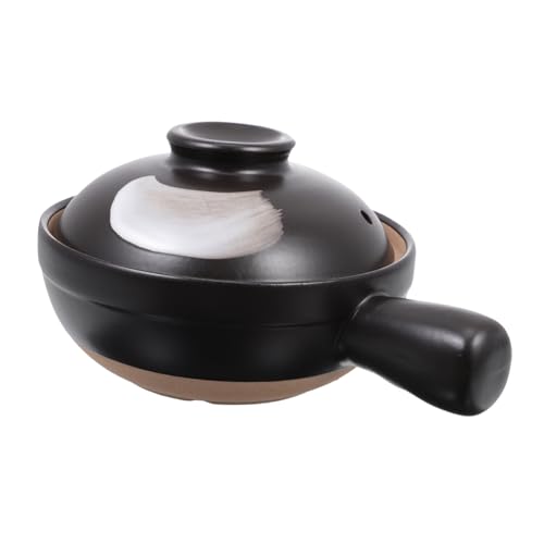 BESTOYARD Cocotte Pratique Petite à Poignée Unique En Céramique Couvercle, Marmite à Ragoût Résistante Et Facile à Nettoyer, Ustensile Cuisine Pour Soupe Chaude, Cuisson 1 Personne
