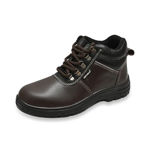 Image of Contablue Rival Safety Boots for Men | Genuine Leather, Steel Toe | ISI Certified IS:15298 | Chemical & Oil Resistant, Anti-Skid | Heavy Duty Work Boots for Construction, Mining & Industrial Use
