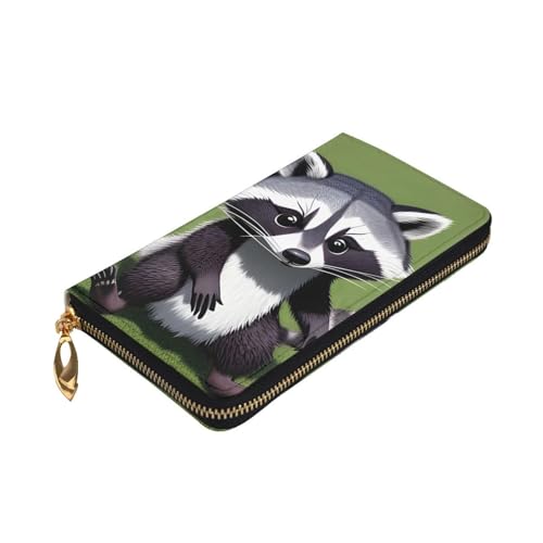 Cartoon Raccoon Prints Leather Long Clutch Wallet for Fashionable Girls and Women - Durable, Stylish, and Functional, Black, One Size3