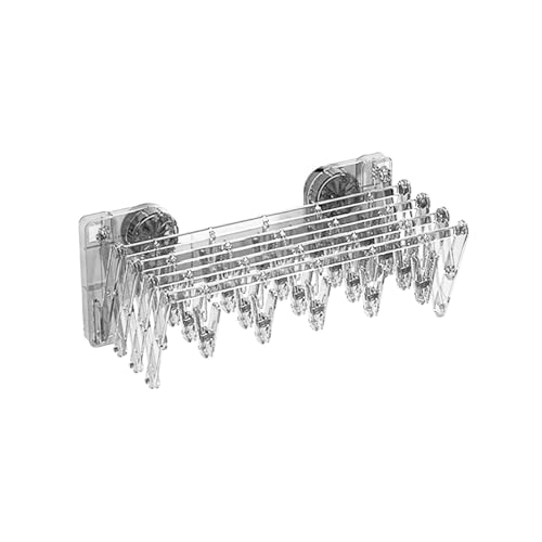 Tendedero plegable con clips, para colgar en la pared, multiusos, ahorro de espacio, ventosa para calcetines, montaje en pared, para balcón
