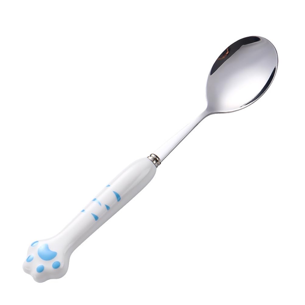 QIAOIDEA Cat Spoons for Wet Food, Pet Can Spoon Stainless Steel Pet Food Spoon Cat Claw Spoon for Dogs and Cat Kitty Food Can, Blue and Pink, Pack 2