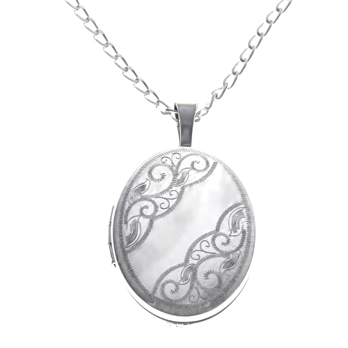 Collier médaillon ovale photo argent avec coffret cadeau Alexander Castle