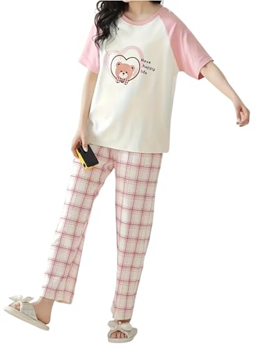 Image of Louis Luxe Womens Korean Night Dress || Full Pyjama Set || Korean Nightsuit || Women Nightwear ||Round Neck Full Sleeve Nightsuit || Loungewear || Everyday Nightdress