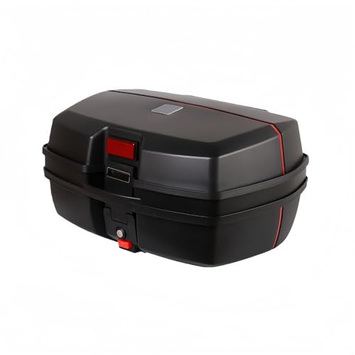 Tpptバイク用リアボックス 大容量 丈夫 防振 防水 バイク リアボックス バイク用トップケース 着脱簡単 夜間警告灯付き 鍵付き 盗難防止 フルフェイス収納可能 ヘルメット入れ パニアケース バイクボックス (158 ブラック 32L (クイックリリー