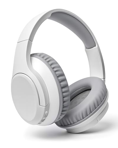 Grstltd BT06 Wireless Headphones Over Ear Bluetooth Headphones with Mic Hi-Fi Stereo Sound Bluetooth 5.3 Foldable Design Wireless & Wired Headphones for Travel/Office/Home (White)