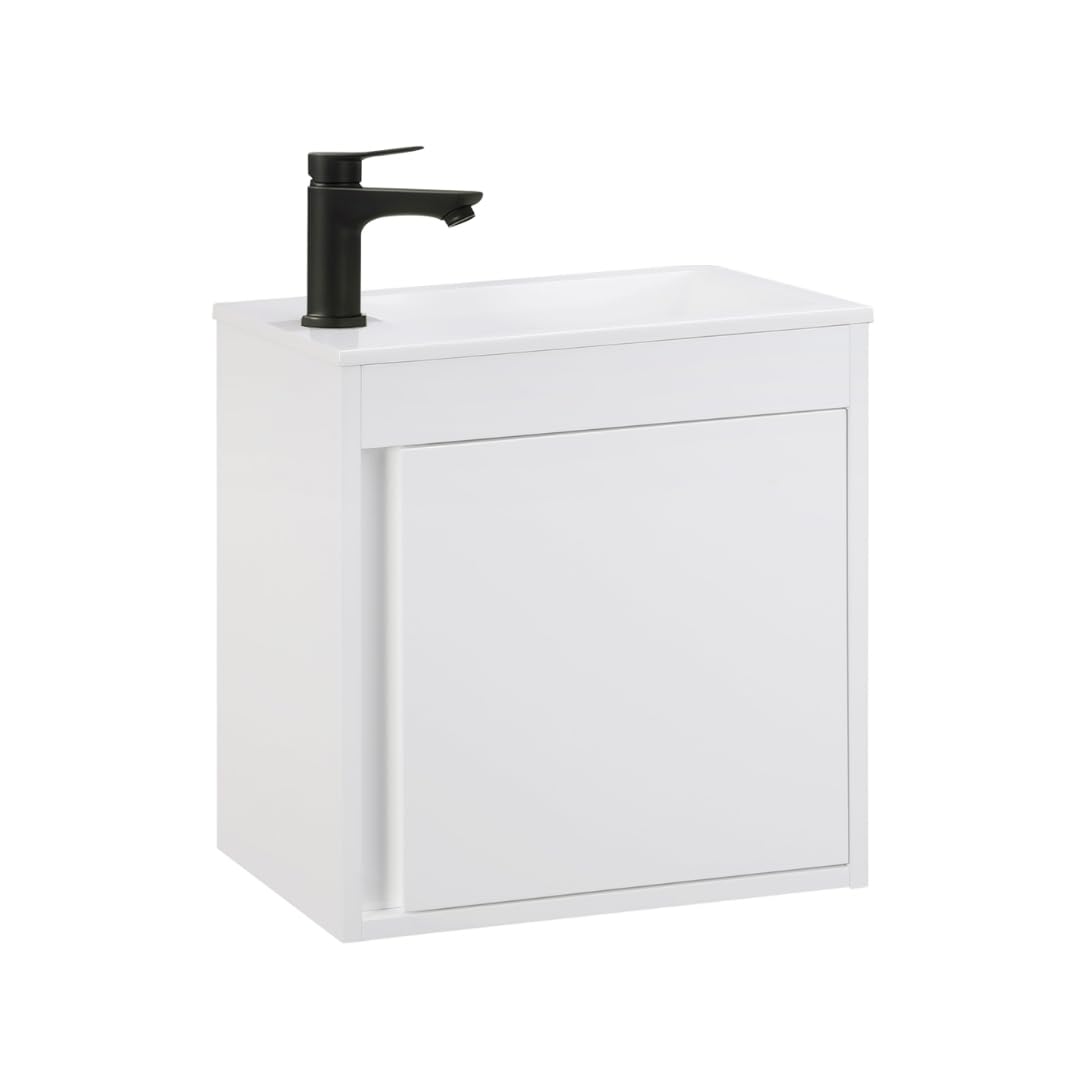 Kometmöbel Cloakroom Vanity Unit With Wash Basin Bathroom Vanity 50cm Wall Hung (White Without Tap, 500mm)