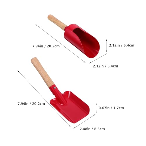 Set de 2 herramientas de jardín SEWACC con pala y rastrillo rojo miniatura 2