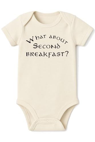 Brain Juice Tees What About Second Breakfast Onesie® - 100% Cotton -Cream Color (12 Month, Cream)