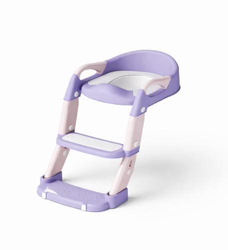 Image of Western Toilet Potty Seat For Kids, Baby Potty Training Seat Chair With Ladder, Adjustable Step Height, Cushion Seat | Kids Toilet Seat | Potty Seat For 1-8 Years Child Boys Girls (MNPL3 PINK)