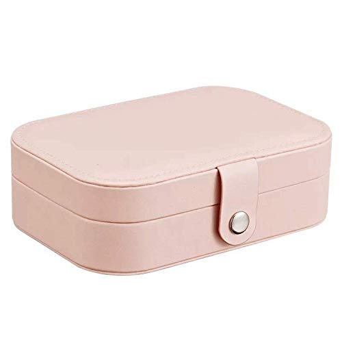 Pinyijia Jewelry Box for Women Doubel Layer Travel Jewelry Organizer for Necklace Earring Rings Jewelry Holder Case (Pink)