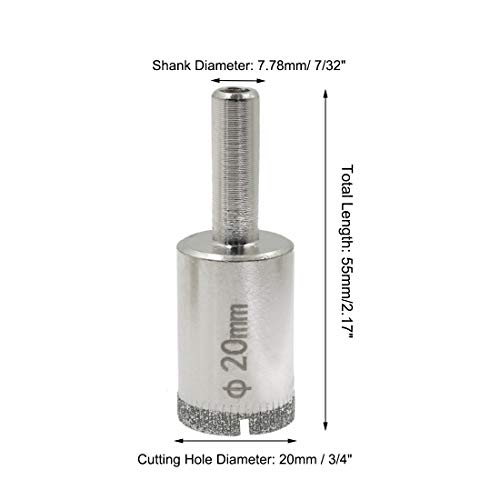 2pcs 3/4-Inch / 20mm Diamond Drill Bits, Small Diamond Hole Saw Hollow Core Drill Bits for Glass Ceramic Porcelain Tiles Marble Granite Quartz