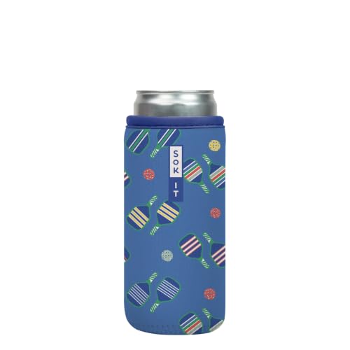 Sok It CanSok Sleeve for Beer & Soda Insulated Neoprene Cover (Pickleball, 12oz Slim Can Sleeve)