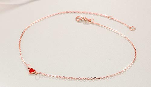 Daesar Ankle Bracelet Rose Gold 18Ct, Chain Anklets For Women Heart Anklet Rose Gold #TOP3