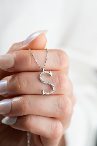 ESSARE 925 Ayar Gümüş Rodyum Kaplama S Harfi Kadın Kolye GÜMÜŞ Tek Ebat - Görsel 6