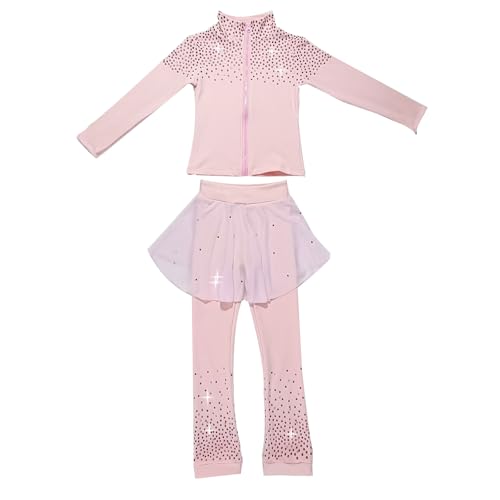 JoyCan Conjunto de treinamento de patinação artística rosa céu estrelado com veludo quente e vestido