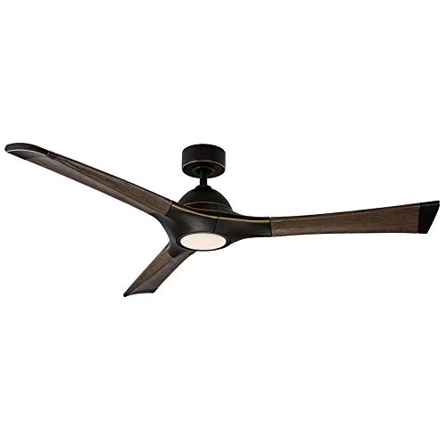 Product Deal Woody Indoor and Outdoor 3-Blade Smart Ceiling Fan 60in Oil Rubbed Bronze Dark Walnut with 3000K LED Light Kit and Wall Control