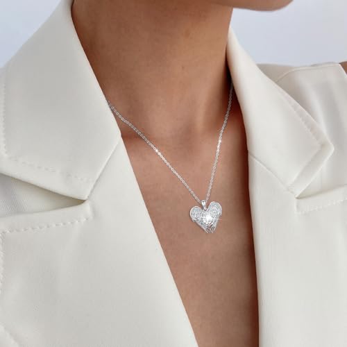 Wings Moissanite Pendant Necklaces for Women,2 Carats,925 Sterling Silver Necklace,Anniversary Present or Valentine Christmas Mothers Day Birthday Jewelry Gifts for Mom Wife Her Girlfriend2