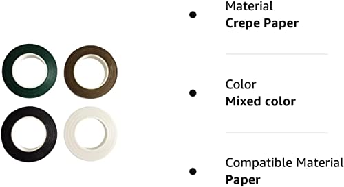 Just Flowers Flower Making Floral Tapes | Strecheble Tapes for Art and Crafts (Pack of 4, Brown, Dark Green, Light Green)