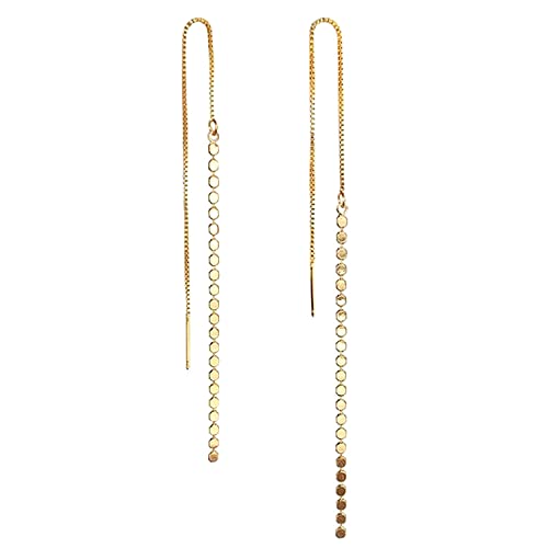 Zumo Digital Pendientes Largos Mujer Plata de Ley 925 Chapados Oro 14k, Pendientes Largos Chapados Oro 14k, Pendientes Fiesta Dorados Largos, Regalos para Mujeres Cover