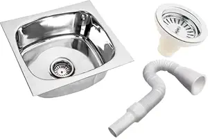 Chirag 12x12x07 Kitchen Sink Single Bowl, 12 inch, Mirror Polish, 304 Grade, Stainless Steel Sink | Extra Heavy | Oval Bowl | SS304 | Mirror Polish |