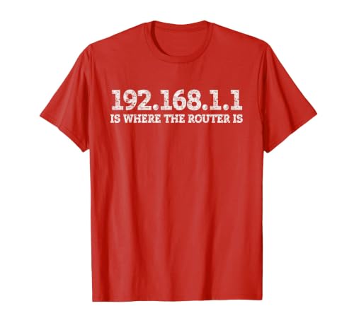 Router IP Address 192.168.1.1 Nerd Geek Networking T-Shirt, Men, Red, Small