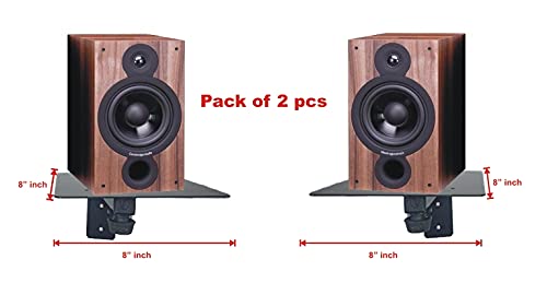 Image of Audiovan Shelf Speaker Wall Mount /Speaker Wall Bracket (Speaker Shelf Wall Mount 8 X 8 Inch, Black)