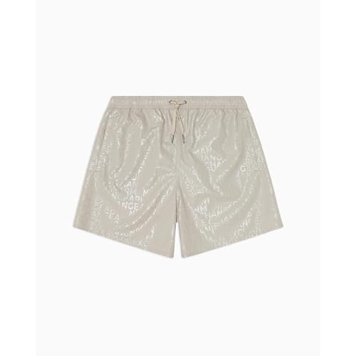 Armani Exchange Men's Swim Trunk with All Over Block Letter Ax Logo3