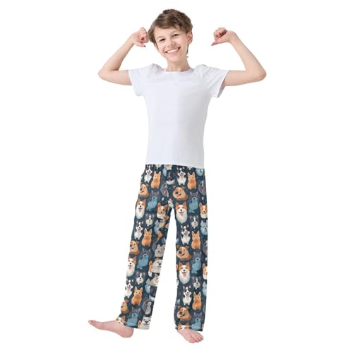 ALAZA Type Of Dogs Collection Pajamas Bottoms with Pockets Comfy Pjs Sleepwear Elastic Waistband Pajamas Pants Lounge Pants for 6-14 Years2