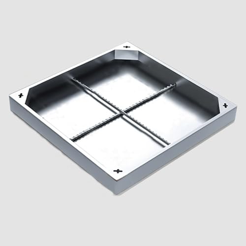 GHHVFEC Heavy Duty Square Septic Tank Lid, Stainless Steel Manhole Cover with Hook, Durable Embedded Cover for Driveways, Yards, and Pavements (70cm/27.5in)