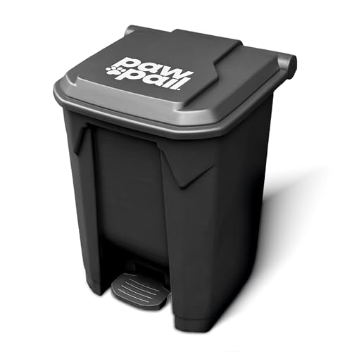 PawPail Essential Pet Waste Station Outdoor Dog Poop Trash Can with Step-On Lid Square Plastic Dog Waste Station Black 41 lb. Capacity