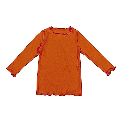 BOTCAM Blusa de Navidad para niña de 9 colores lisos con orejas de madera, manga larga, cuello redondo, 9 colores, naranja, 5-6 años
