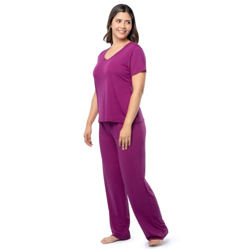 Image of Fruit of the Loom womens Short Sleeve Tee and Pant 2 Piece Sleep Set