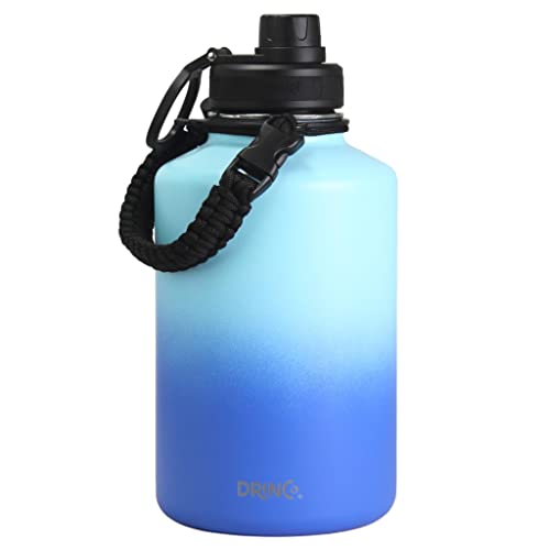 Image of Drinco Stainless Steel Water Bottle Spout Lid Vacuum Insulated Double Wall Water Bottle Wide Mouth Leak Proof Keep Cold Sport Camping Hiking (64oz Morning Sky Blue)