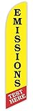 Emissions Test Here (Yellow) Advertising Feather Flag 12ft -- Replacement Flag Only (without Poleset)