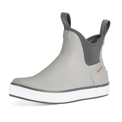 Showave Deck Boots for Men Ankle Rain Boots Men Insulated Rubber Boot Neoprene Mud Waterproof Boot Boat Fishing Booties for Sailing Gardening(Grey,Size 12)