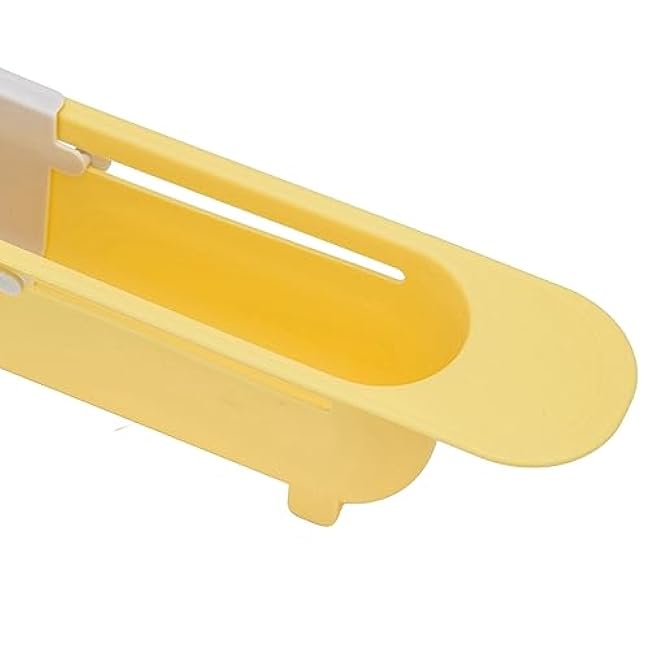 Telescopic Sink Storage Rack, Adjustable Retractable Sink Drainer with Bracket Large Capacity Expandable Organizer for Kitchen (Yellow)
