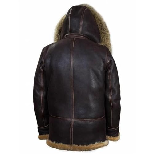 Shearling Jacket Men Vintage Sheepskin Leather Coat Warm Sherpa Fleece Lined Coat Winter Motorcycle Jackets with Hood4