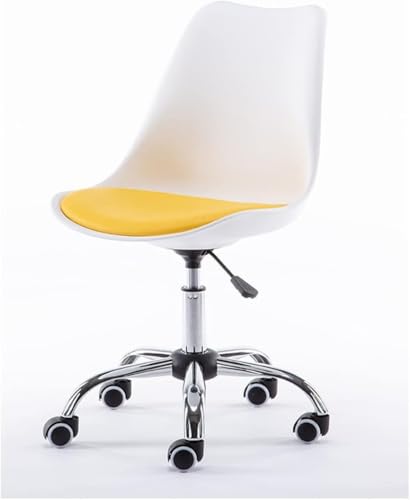 Image of Amazon Brand - Umi Height-Adjustable Modern Revolving Rotary Arm Office Study Desk Chair - Ideal for Spa, Bar, Home - White & Dark Blue Color