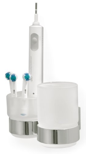Ontario Becher mit Halter für elektrische Zahnbürsten, chrom